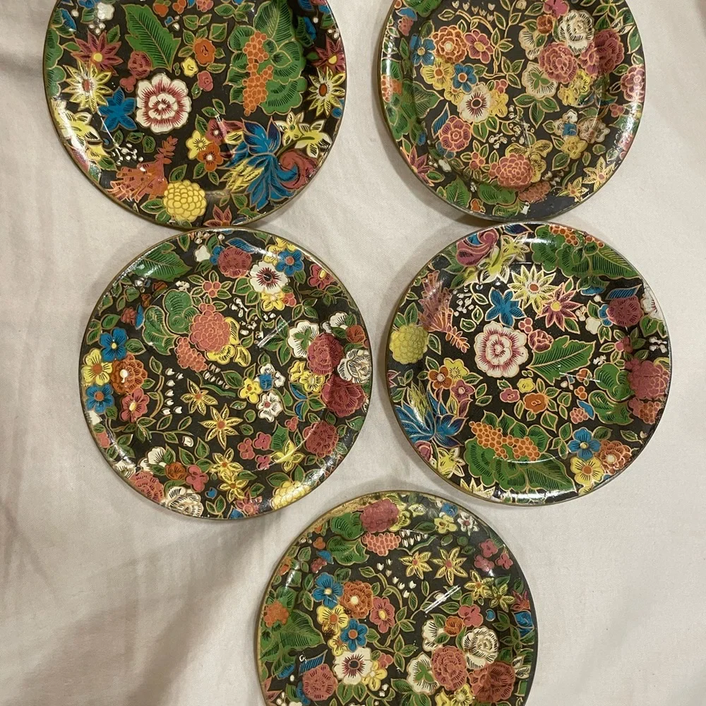 Japanese floral inspired coasters (5) vintage great condition - Picture 7 of 8